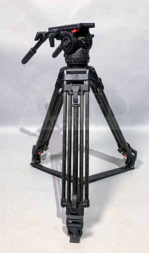 Sachtler Video 18 S1 with 2 pan arms, 2 stage carbon fiber legs, mid-level spreader, and case - USED